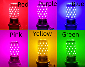 Led Color Bald Strong Color Light Corn Lamp E27E14 Screw Mouth Red Blue Green Pink Light Bulb (Option: Yellow-16W E14)