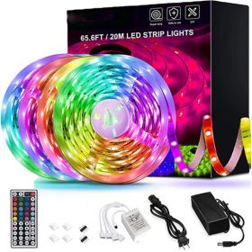 LED Strip Lights Lamp 5050 RGB Flexible Tape Diode 5M Controller Room Decor TV Computer BackLight Decoration Christmas (Option: 20m44 keys-US)