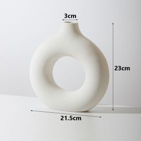 Donut Plain Burned Ceramic Vase Ins Wind (Option: White Large Size-Donut Vase)