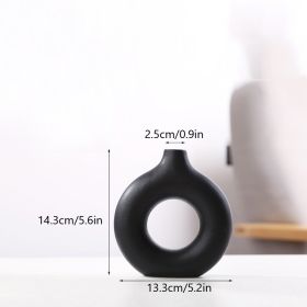 Donut Plain Burned Ceramic Vase Ins Wind (Option: Black Small-Donut Vase)