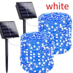 Outdoor Rain-proof Solar Copper Wire Lamp (Option: White-7meters 50lamp)