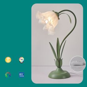 Bedside Flower Minimalist Creative Lily Of The Valley Flower Desk Lamp (Option: Green-White light-220V US)